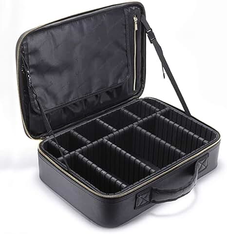 Large Waterproof EVA Makeup Organizer with Adjustable Dividers