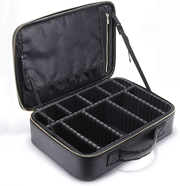 Large Waterproof EVA Makeup Organizer with Adjustable Dividers