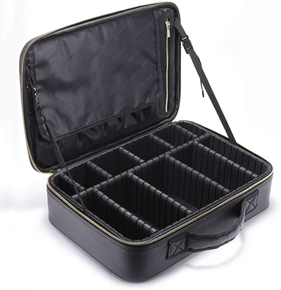 Large Waterproof EVA Makeup Organizer with Adjustable Dividers