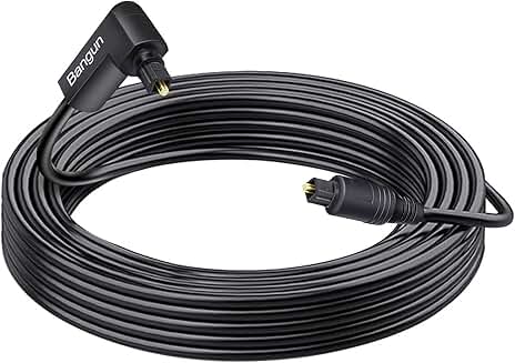 90 Degree 65ft Optical Audio Cable for TV and Sound Systems