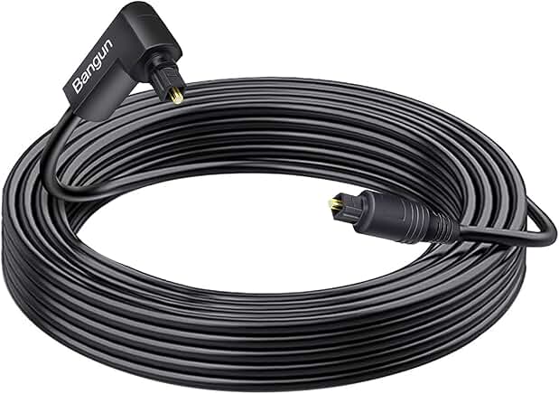 90 Degree 65ft Optical Audio Cable for TV and Sound Systems