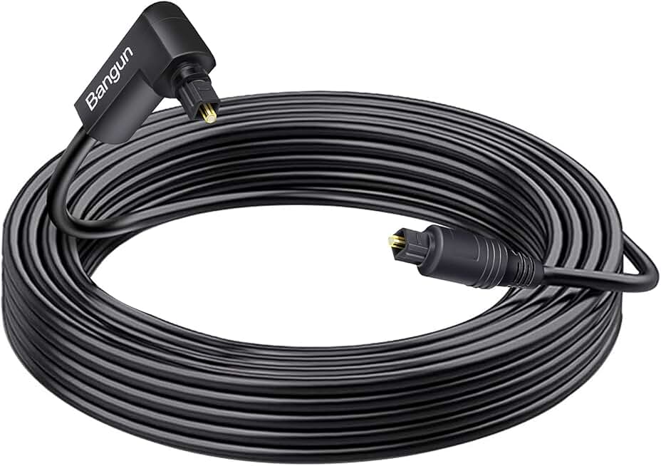 90 Degree 65ft Optical Audio Cable for TV and Sound Systems