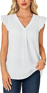 Women's Summer V-Neck Pleated Ruffle Tank Top