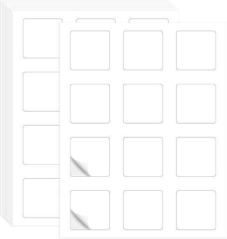 Printable Matte Square Sticker Labels, 2x2 inches, 12 per sheet