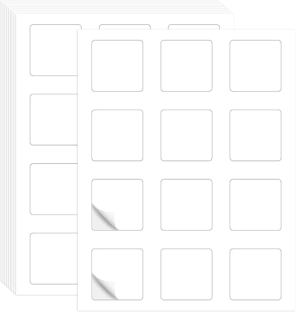Printable Matte Square Sticker Labels, 2x2 inches, 12 per sheet