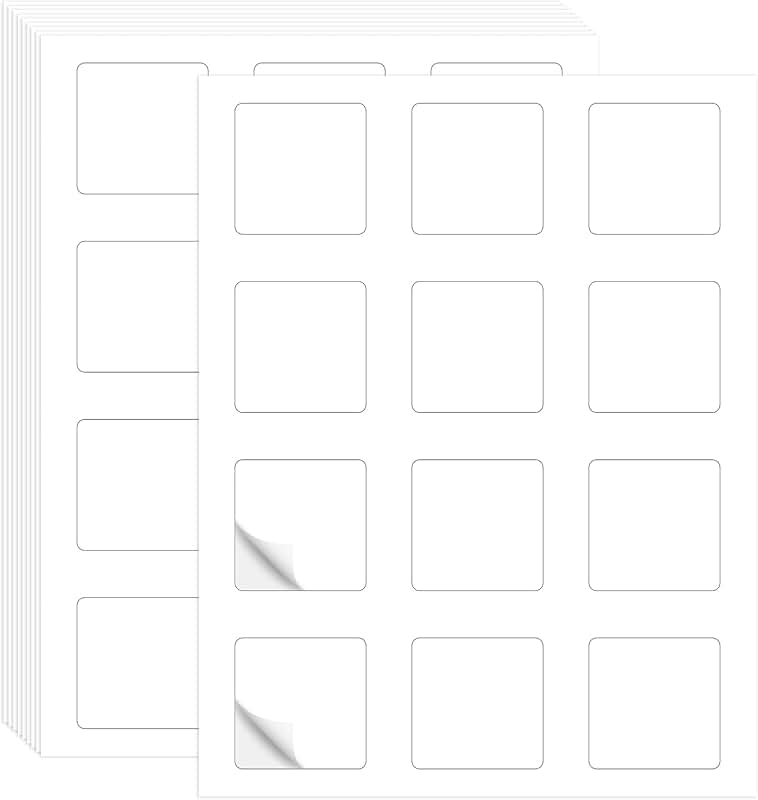 Printable Matte Square Sticker Labels, 2x2 inches, 12 per sheet