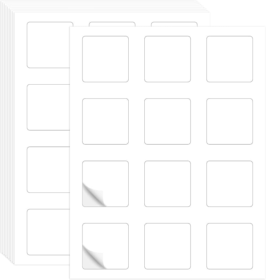 Printable Matte Square Sticker Labels, 2x2 inches, 12 per sheet