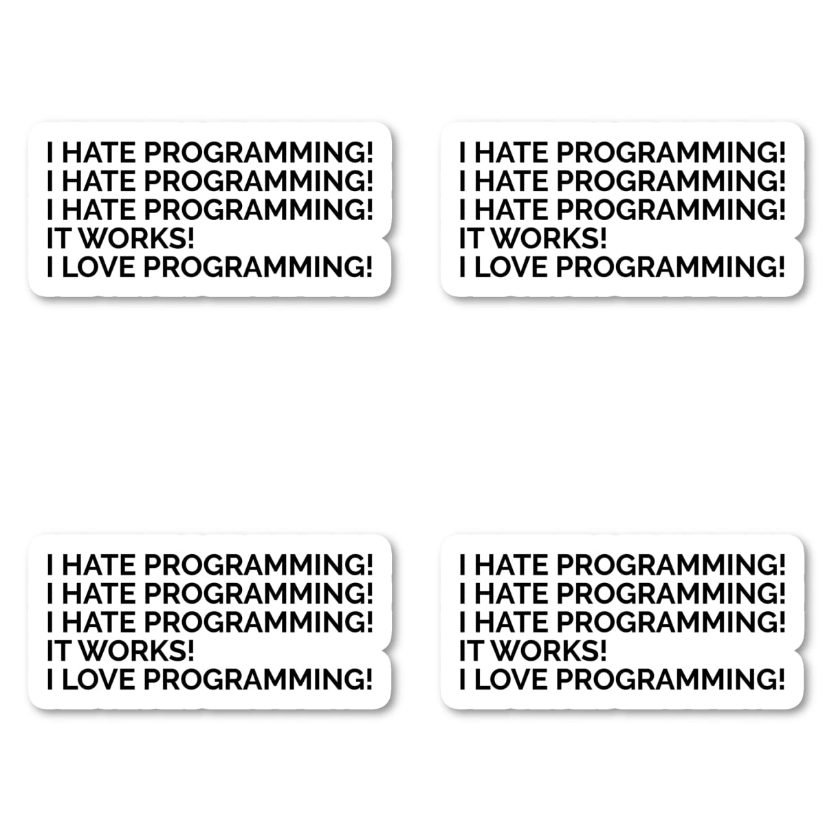 Set of four 2.5-inch vinyl programming stickers