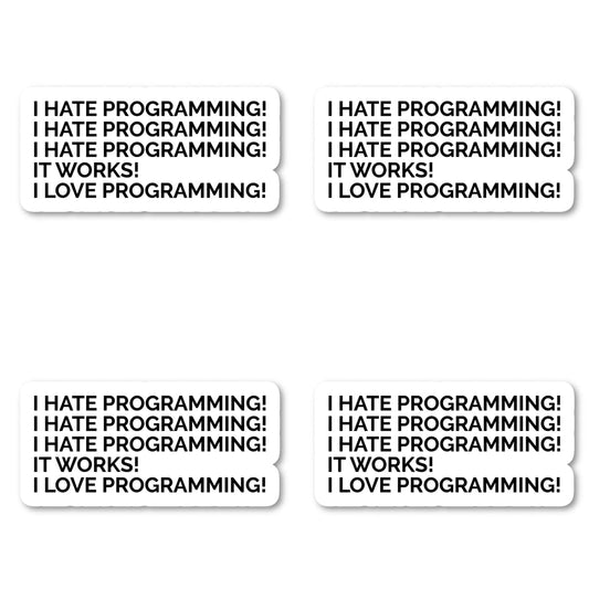 Set of four 2.5-inch vinyl programming stickers