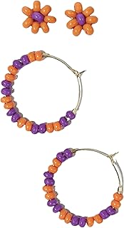 Small beaded hoop earrings for game day fans