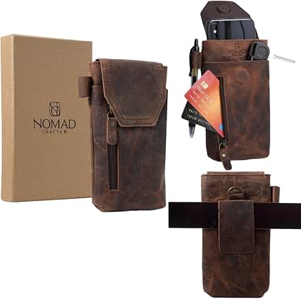 Leather Phone Holster for Men with Magnetic Closure