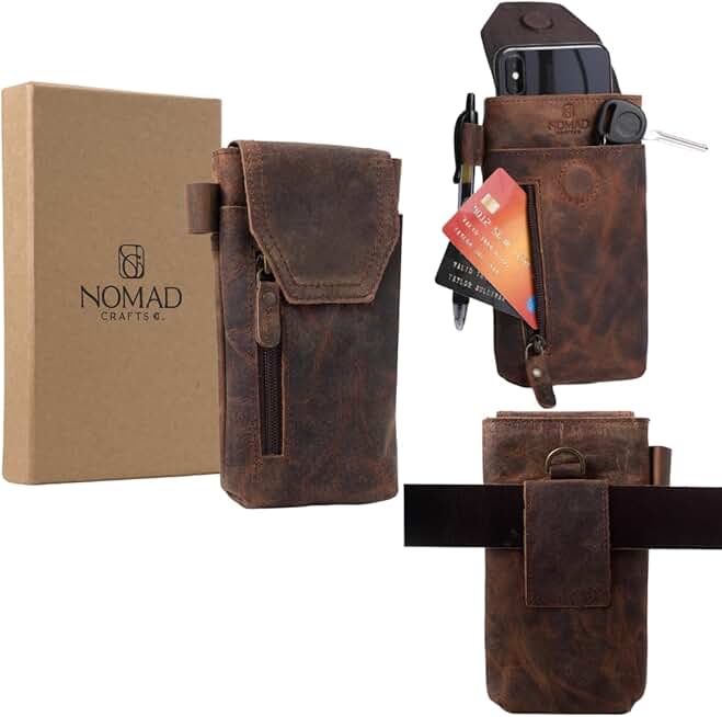 Leather Phone Holster for Men with Magnetic Closure