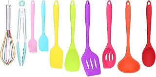 10-Piece Silicone Kitchen Utensil Set with Spatula, Spoon, Brush