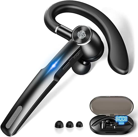Wireless Bluetooth Earpiece with Noise Cancellation and LED Display