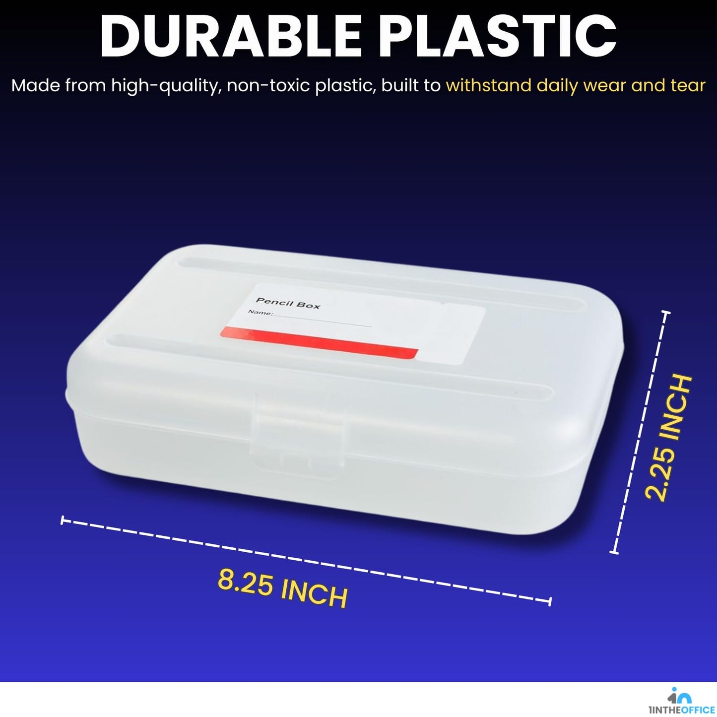 Set of four large translucent plastic pencil boxes