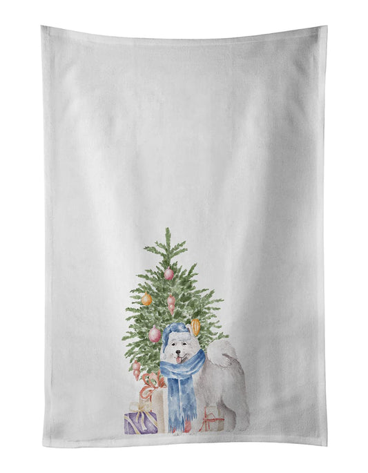 Samoyed 2 and Tree White Kitchen Set of 2Kitchen Cotton Hand-Towels