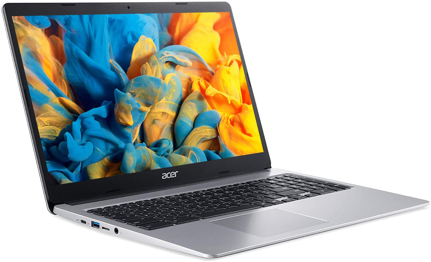 2022 15inch HD IPS Chromebook, Intel Dual-Core Celeron Processor Up to 2.55GHz, 4GB RAM, 32GB Storage, Super-Fast WiFi Up to 1300 Mbps, Chrome OS-(Renewed) (Dale Silver)