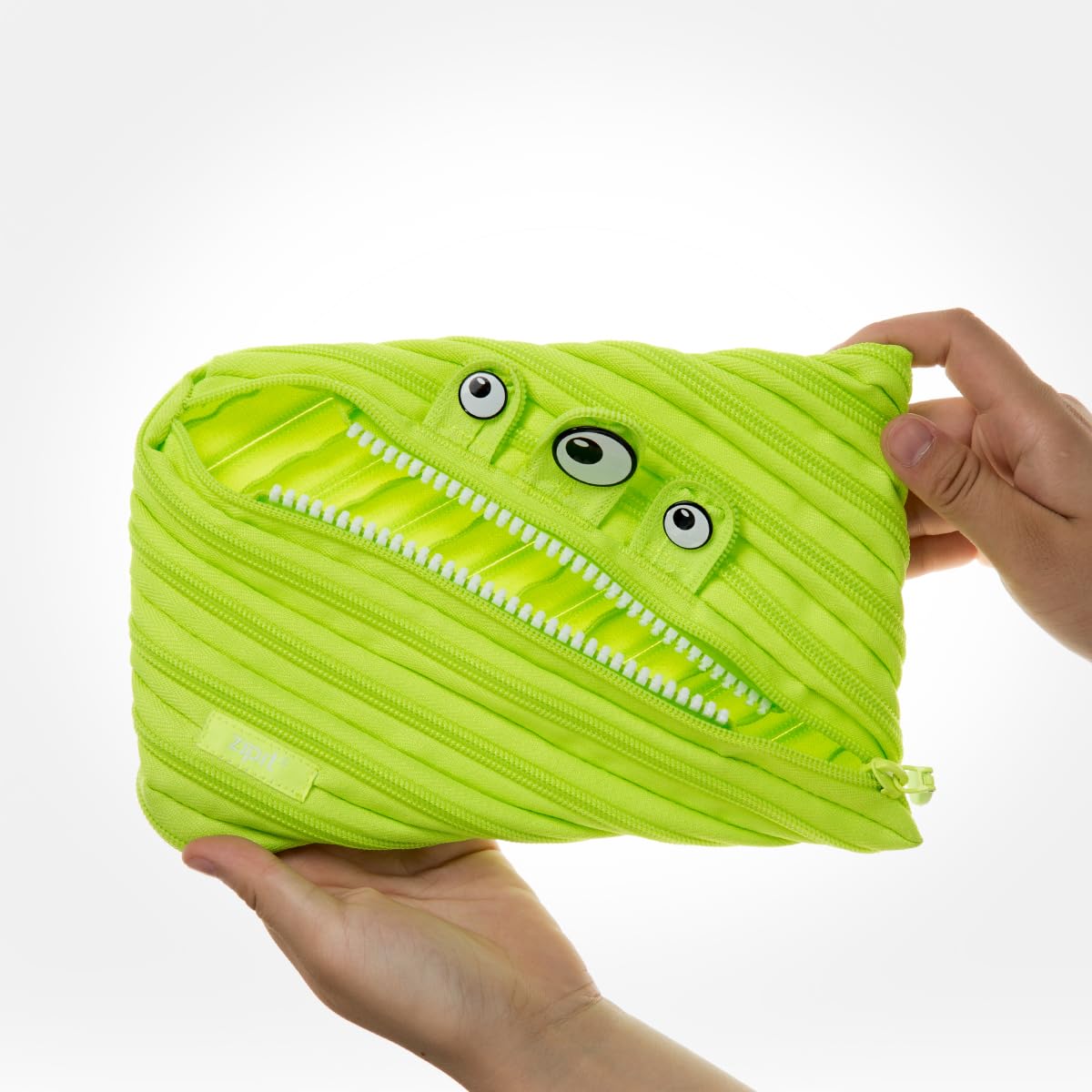 Large Lime Green Monster Pencil Case for Kids