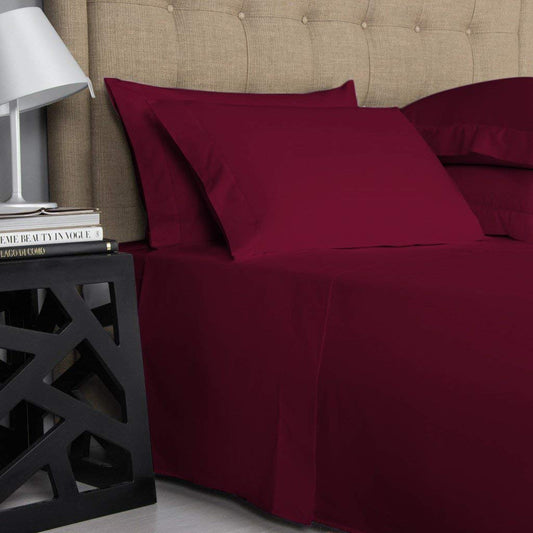 on King Size Sheets Soft 550-TC  Sheet Set for King Size 76x80) Mattress Fits 7-9 Inches Fully Elastic Deep Pocket Solid, Burgundy)