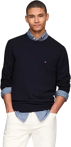 Men's Cotton Solid Crewneck Lightweight Sweater