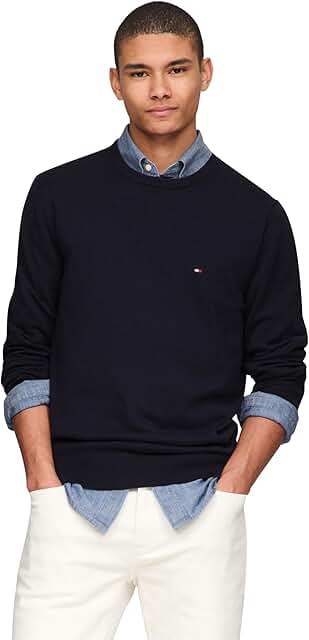 Men's Cotton Solid Crewneck Lightweight Sweater