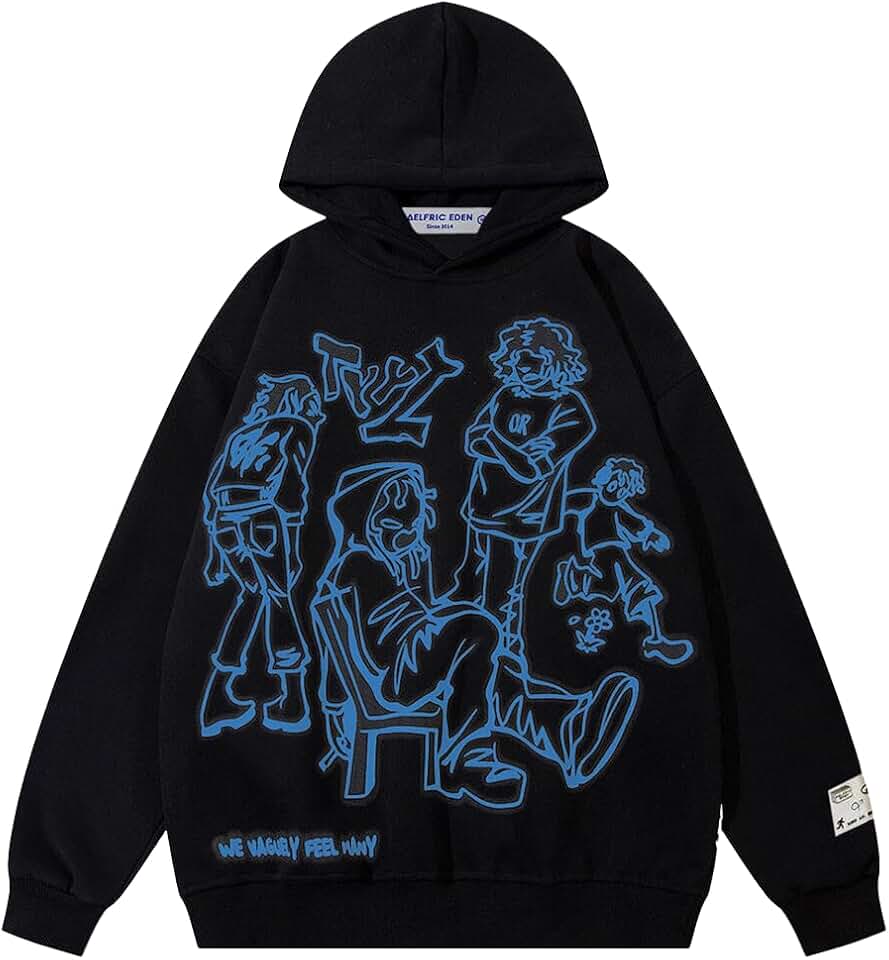 Men's Oversized Cartoon Graphic Hoodie for Casual Wear