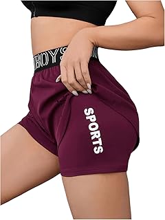 Women's High-Waisted Letter Print Workout Shorts