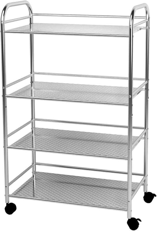 4-Shelf Stainless Steel Mobile Storage Cart