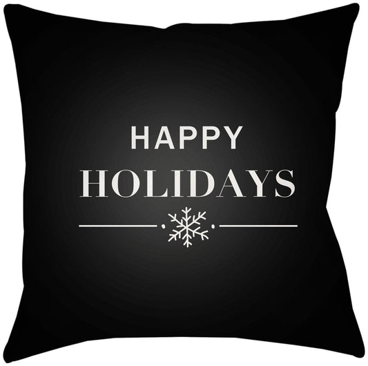 PHDHH001-1818 Happy Holidays Black 18 x 18-Inch Throw Pillow
