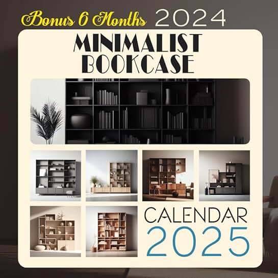 Minimalist 2025 Bookcase Calendar with Notes and Holidays