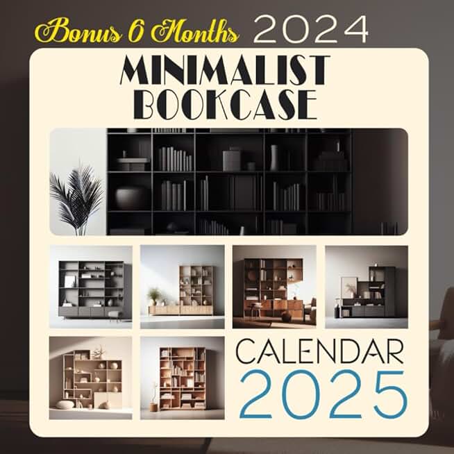 Minimalist 2025 Bookcase Calendar with Notes and Holidays