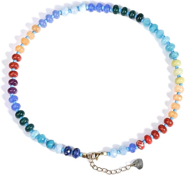 Colorful Beaded Necklace with Natural Stones for Women