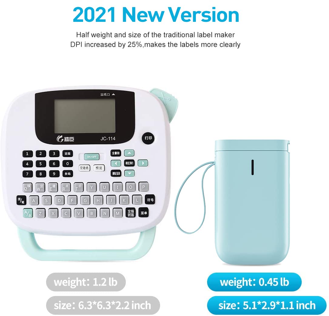 Label Maker Machine Tape Included D11 Portable Wireless Connection Label Printer Multiple Templates Available for Phone Pad Easy to Use Office Home Organization USB Rechargeable (Green)