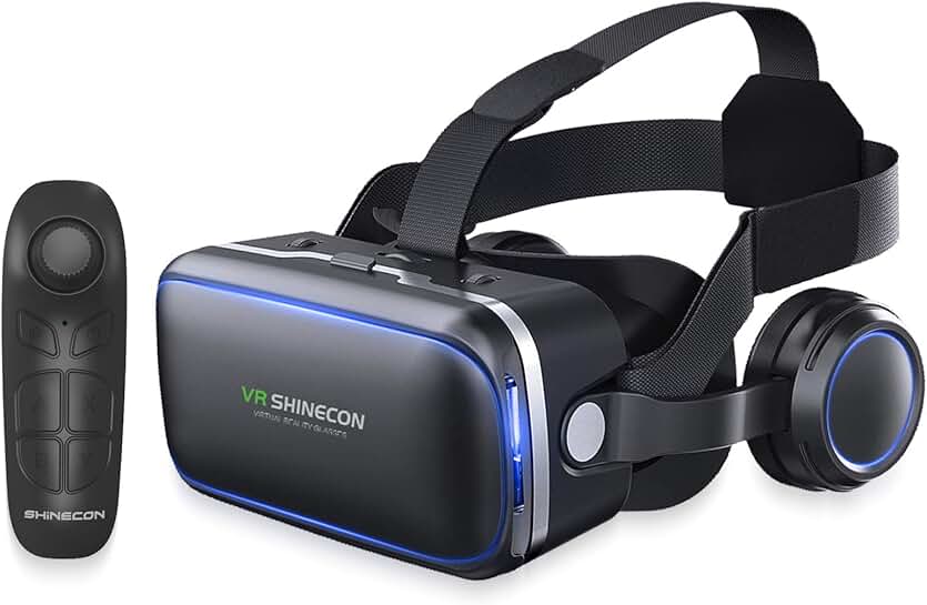 VR Headset for Phones with Remote, 3D Glasses for TV and Games