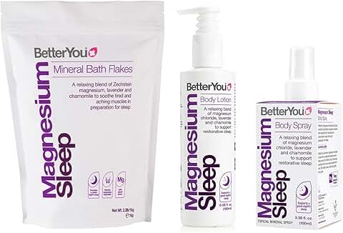 Adult sleep set with magnesium bath salt, lotion, and spray