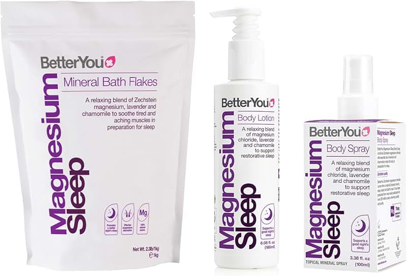 Adult sleep set with magnesium bath salt, lotion, and spray