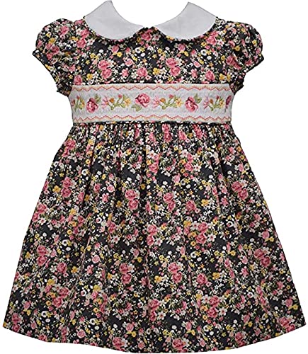 Girls Smocked Dresses (3-6 Months, Gray, Pink, Yellow)