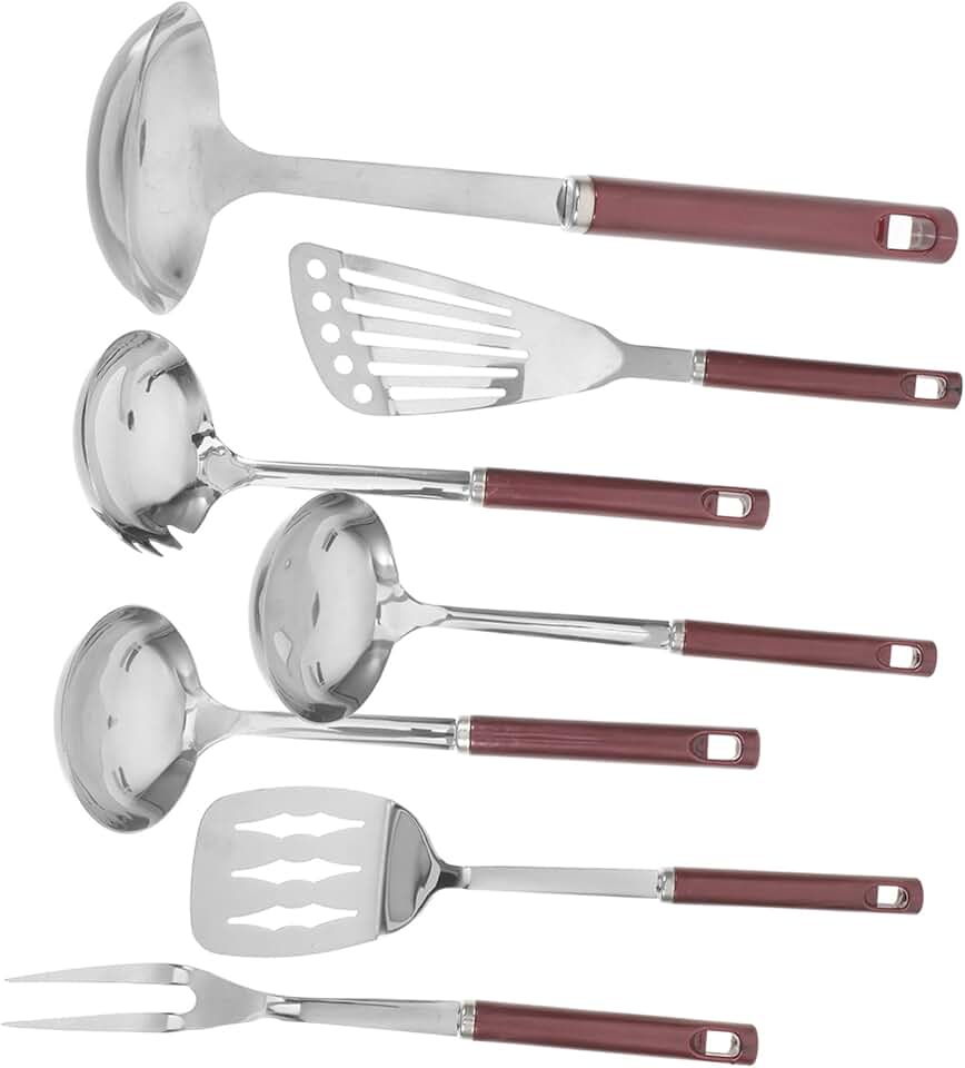 7-Piece Stainless Steel Kitchenware Set with Long Handles