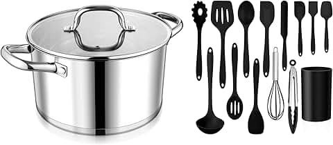 14-Piece Stainless Steel and Silicone Cooking Utensils Set
