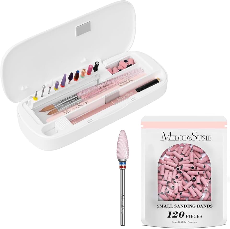 Acrylic Nail Tool Storage Box with 120 Drill Bits