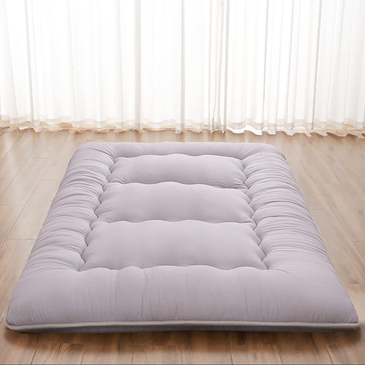 Floor Mattress, Futon Mattress Foldable Mattress, Roll Up Mattress Tatami Mat with Washable Cover, Easy to Store and Portable for Camping, Grey, Twin Full Queen