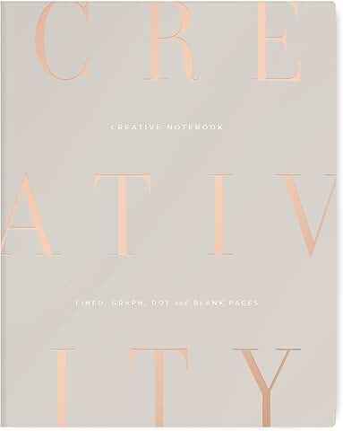 Creative Notebook with Gold Foil, Dots and Grids, 7.5 x 9.5 inches