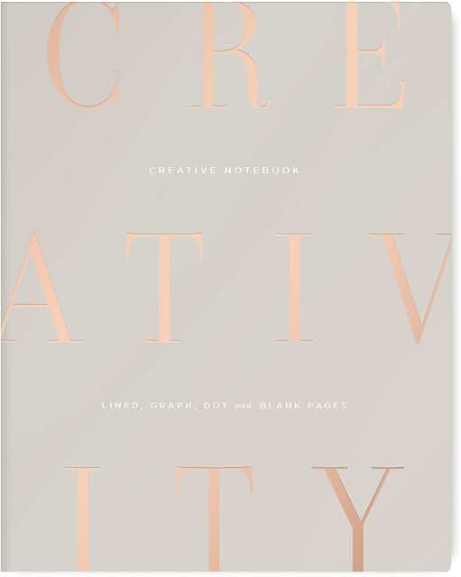 Creative Notebook with Gold Foil, Dots and Grids, 7.5 x 9.5 inches