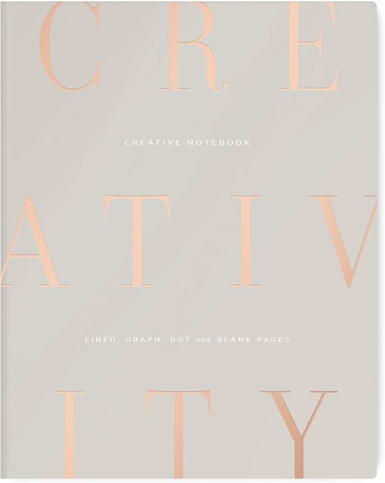 Creative Notebook with Gold Foil, Dots and Grids, 7.5 x 9.5 inches