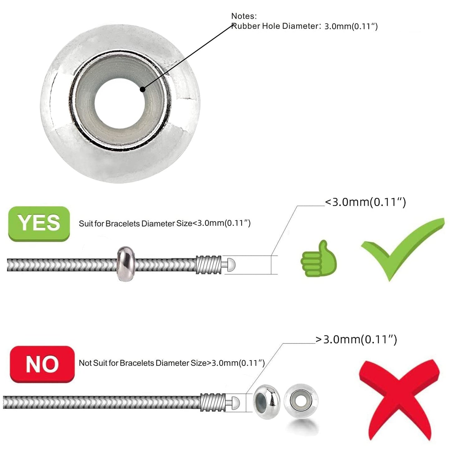 60pcs Silicone Slider Beads for DIY Jewelry Making