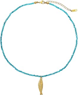 Boho Fish Necklace with Natural Stone Beads