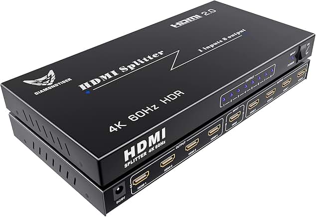 8-Port 4K HDMI Splitter with 8 Outputs