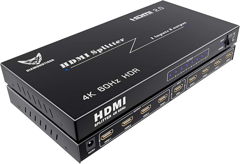 8-Port 4K HDMI Splitter with 8 Outputs