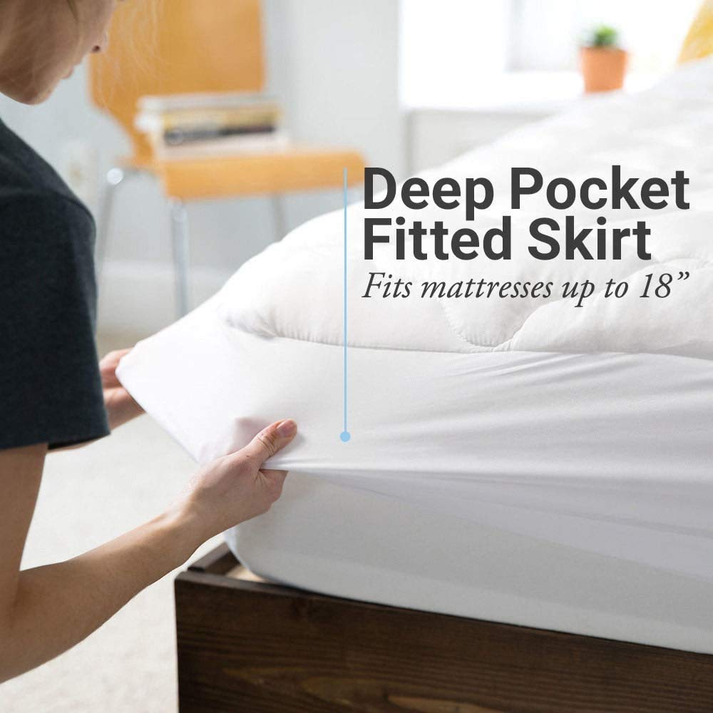 Pillowtop Mattress Topper with Fitted Skirt  Extra Plush Mattress Pad Found in Marriott Hotels  Removable Pillowtop Mattress Pad  Full Size