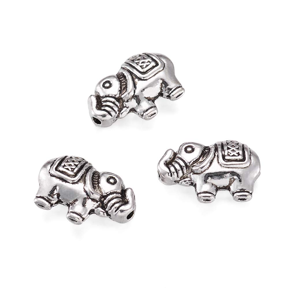 20Pcs Antique Silver Elephant Spacer Beads for Jewelry Making
